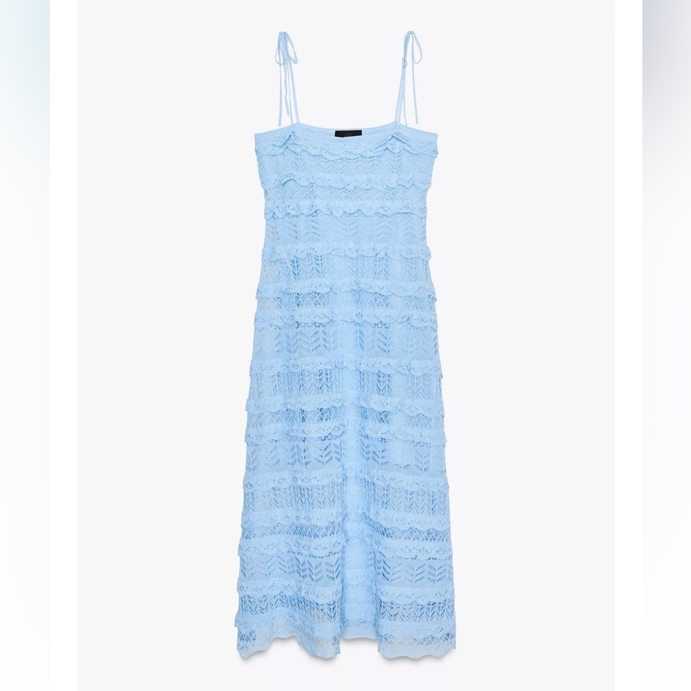 Zara ruffled pointelle knit dress - Picture 5 of 7